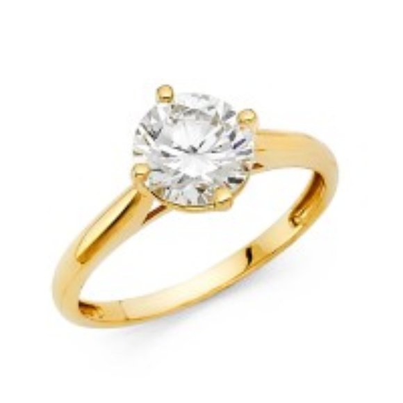 14K Yellow Gold CZ Engagement Ring - Picture 1 of 2